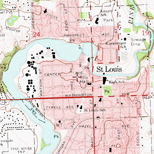 Topographic Map of Saint Louis Post Office, MI