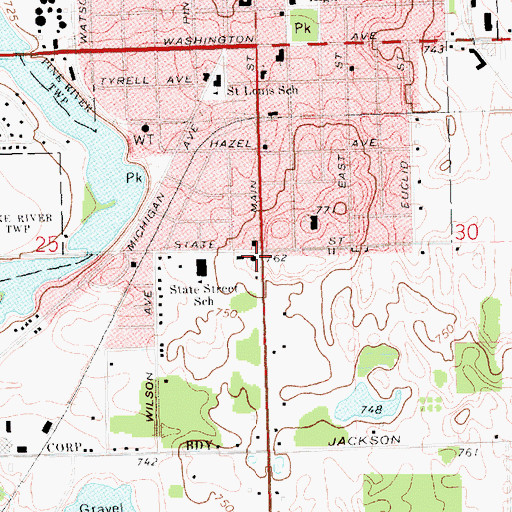 Topographic Map of Resurrection Life Church, MI