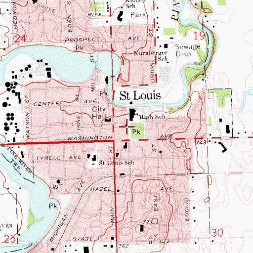 Topographic Map of Parkside Assembly of God Church, MI