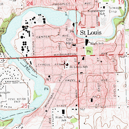 Topographic Map of First Baptist Church, MI