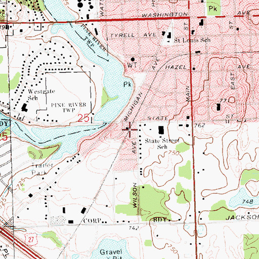 Topographic Map of River Baptist Church, MI