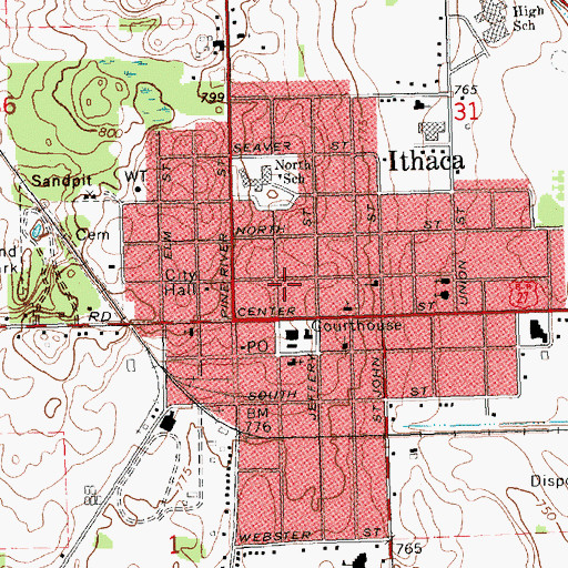 Topographic Map of Ithaca Family Care Center, MI