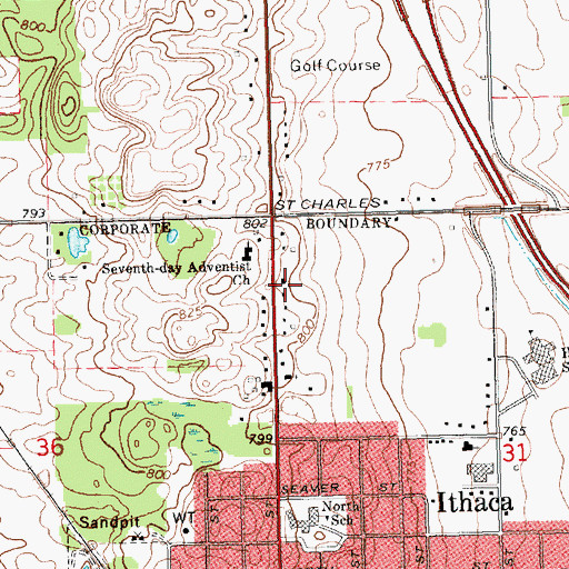 Topographic Map of Ithaca Family Practice, MI