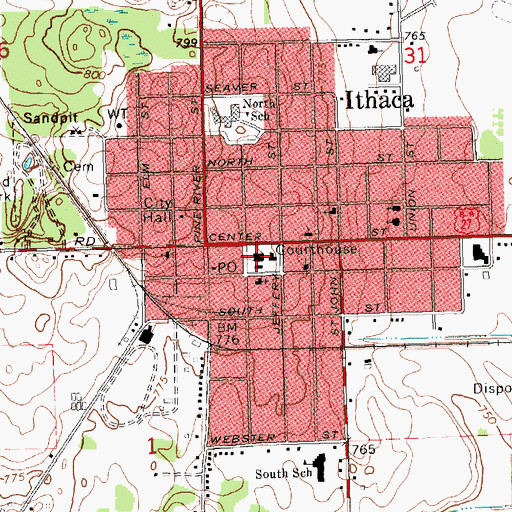 Topographic Map of Ithaca Police Department, MI