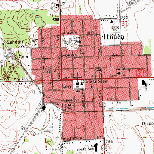 Topographic Map of United Methodist Church, MI