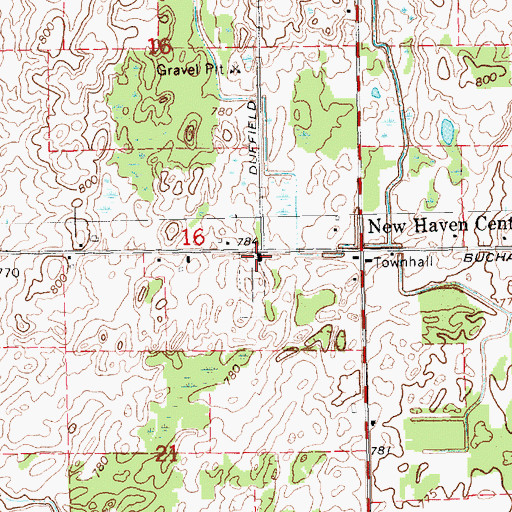Topographic Map of New Haven Church of God, MI