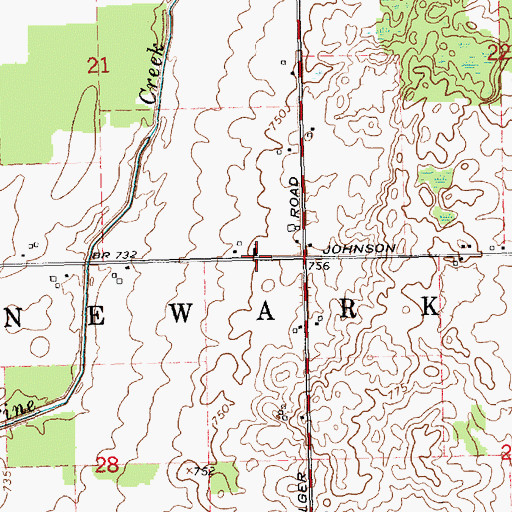 Topographic Map of Newark-Mennonite Church, MI