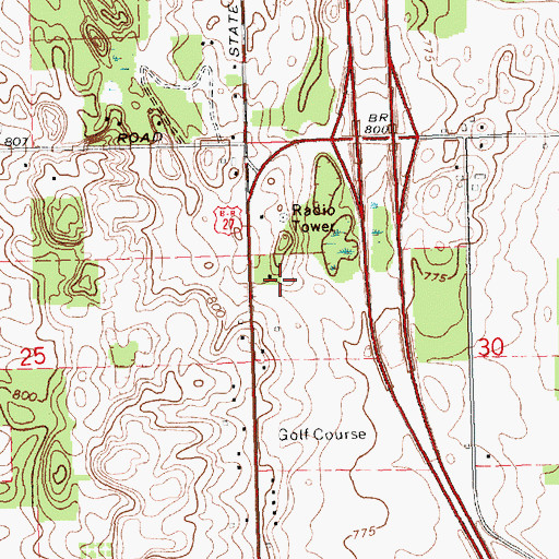 Topographic Map of Gratiot Country Club, MI