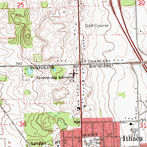 Topographic Map of Seventh-Day Adventist Church, MI
