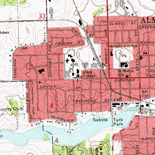 Topographic Map of Kehrl Building, MI