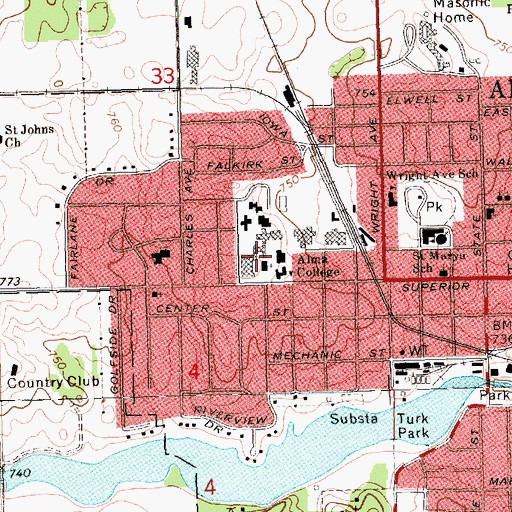 Topographic Map of Gelston Hall, MI