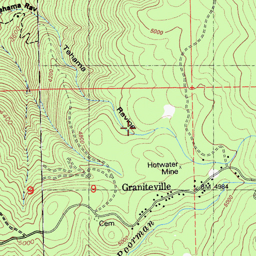 Topographic Map of Alpha Mine, CA