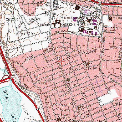 Topographic Map of Kew Gardens Hills, NY