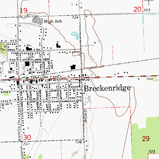 Topographic Map of Breckenridge Wesleyan Church, MI