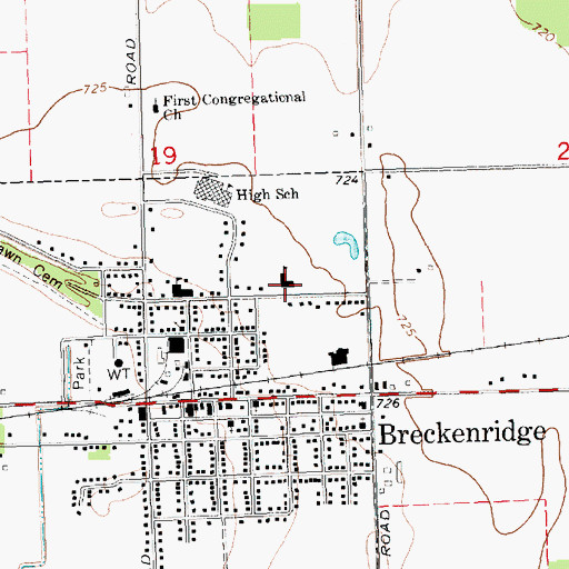 Topographic Map of Breckenridge Elementary School, MI