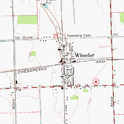 Topographic Map of Wheeler Station, MI