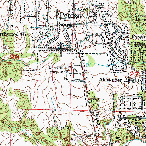 Topographic Map of Joy-Lan Drive-In (historical), AL