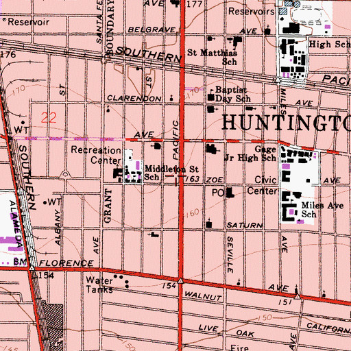 Topographic Map of California Theatre (historical), CA