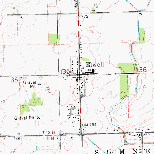 Topographic Map of Elwell Post Office, MI