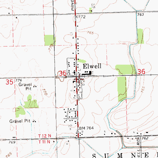 Topographic Map of Elwell Station (historical), MI