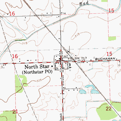 Topographic Map of North Star Post Office, MI