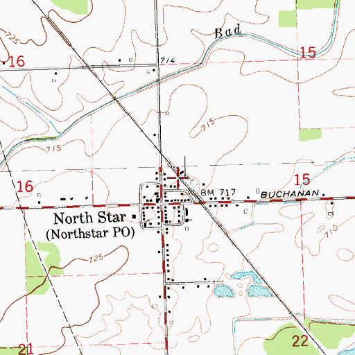 Topographic Map of North Star Station, MI