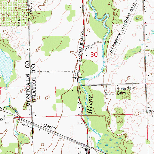 Topographic Map of Riverdale Post Office, MI
