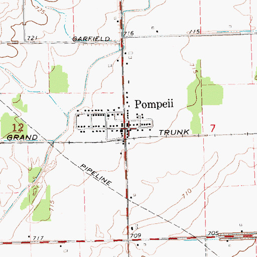 Topographic Map of Pompeii Post Office, MI