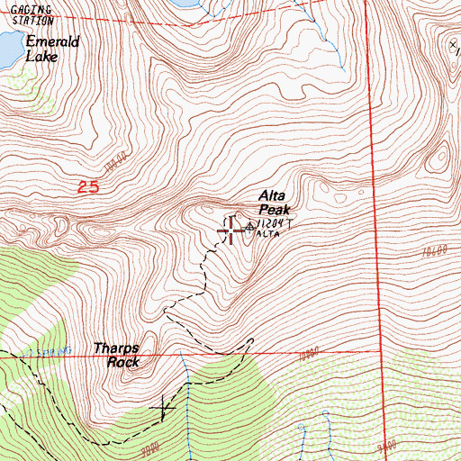 Topographic Map of Alta Peak, CA