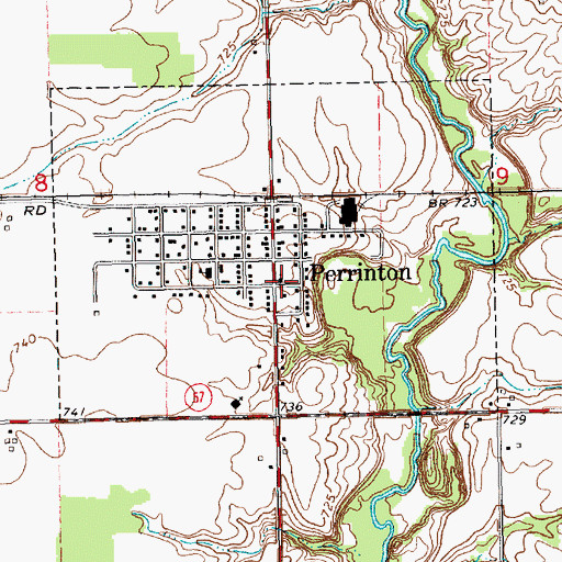 Topographic Map of Perrington United Methodist Church, MI