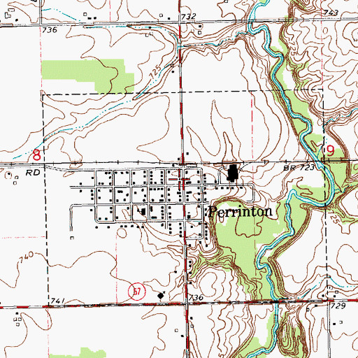 Topographic Map of Perrinton Fire Department, MI