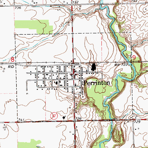 Topographic Map of Perrinton Post Office, MI