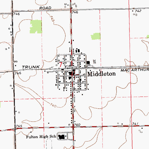 Topographic Map of Middleton Post Office, MI