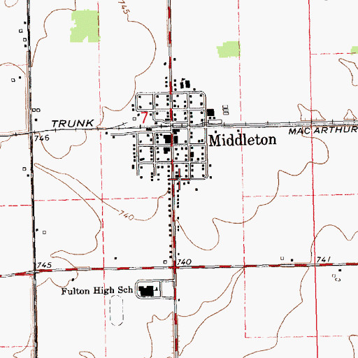 Topographic Map of Maple Rapids United Methodist Church, MI