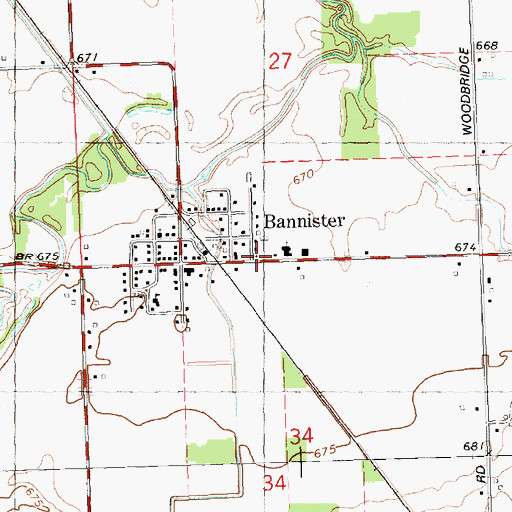 Topographic Map of Bannister Post Office, MI