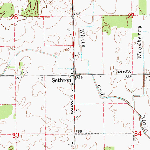 Topographic Map of Sethton Post Office (historical), MI