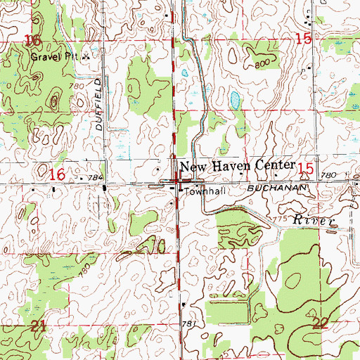 Topographic Map of New Haven Center Post Office (historical), MI