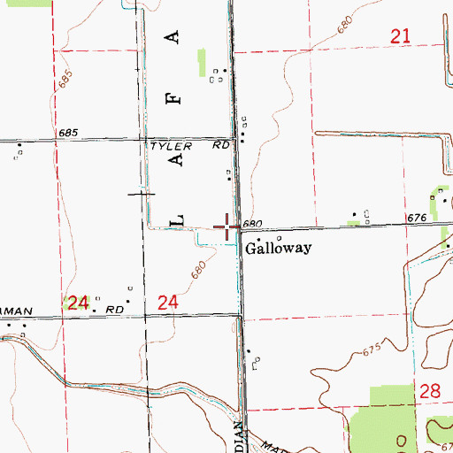 Topographic Map of Galloway Post Office (historical), MI