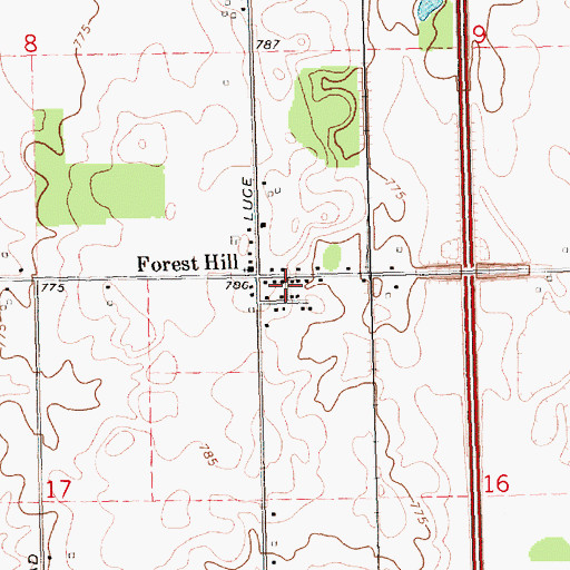 Topographic Map of Forest Hill Post Office (historical), MI