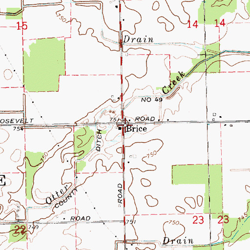Topographic Map of Brice Post Office (historical), MI