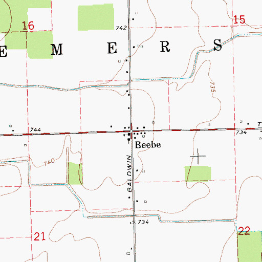 Topographic Map of Beebe Post Office (historical), MI