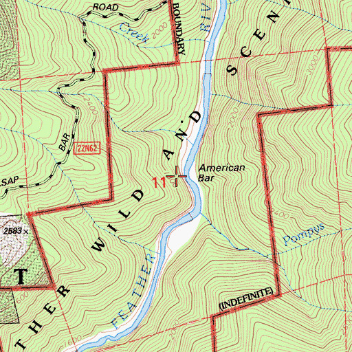 Topographic Map of American Bar, CA