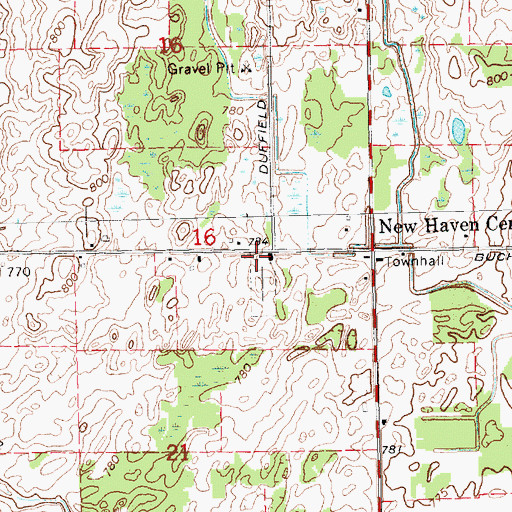Topographic Map of New Haven Center Cemetery, MI