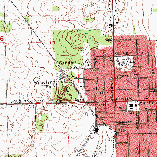 Topographic Map of Ithaca Cemetery, MI