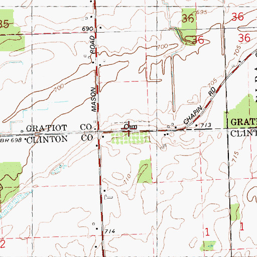 Topographic Map of Ford Cemetery, MI