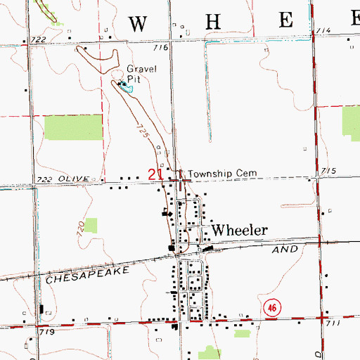 Topographic Map of Wheeler Township Cemetery, MI
