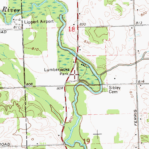 Topographic Map of Lumberjack Park Historical Marker, MI