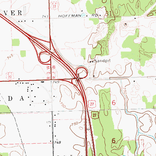 Topographic Map of Interchange 123, MI