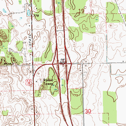 Topographic Map of Interchange 119, MI