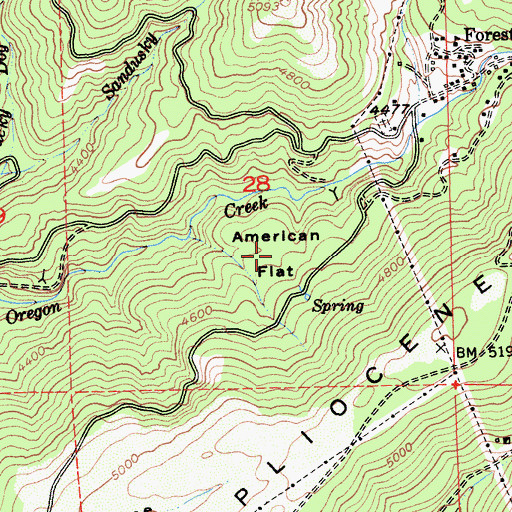 Topographic Map of American Flat, CA